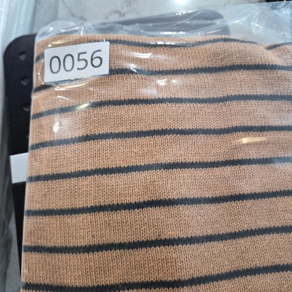 Izod Lacoste Sweater Short Sleeve Striped Small Tan Women